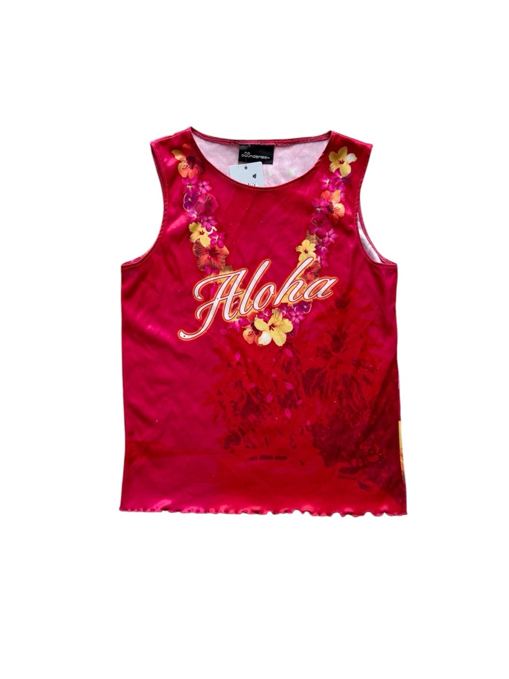 Vintage Y2K No Boundaries Aloha Hawaiian Graphic Tank S
